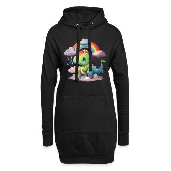 Dinosaurier Dino Baby Regenbogen Geschenk - Hoodie-Kleid - Schwarz - Vorne