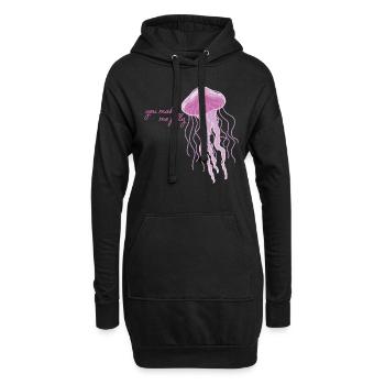 Meerestiere - Hoodie-Kleid - Schwarz - Vorne