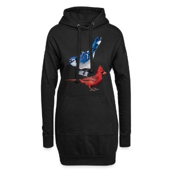 Der nördliche Kardinal und der blaue Eichelhäher - Hoodie-Kleid - Schwarz - Vorne