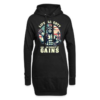 Life Liberty Pursuit of Gains Funny Workout Weight - Sweat-shirt à capuche long Femme - noir - Devant