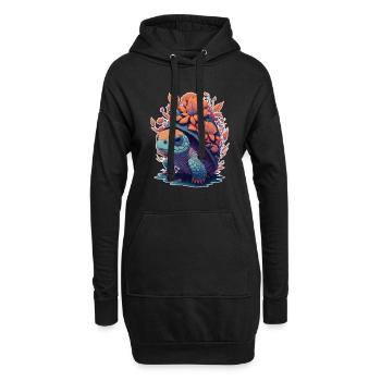 Motif Floral Tortue - Sweat-shirt à capuche long Femme - noir - Devant