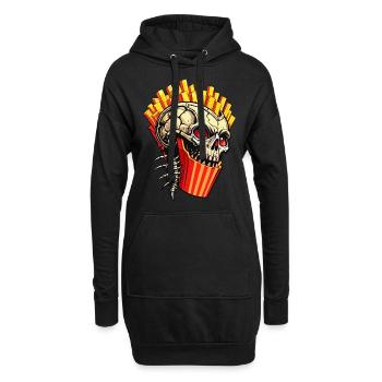 Frites Skull // Skull Fast Food FS0045 - Sweat-shirt à capuche long Femme - noir - Devant