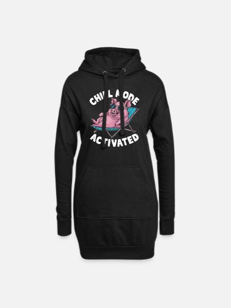 Chill Mode Activated - Hoodie-Kleid - Schwarz