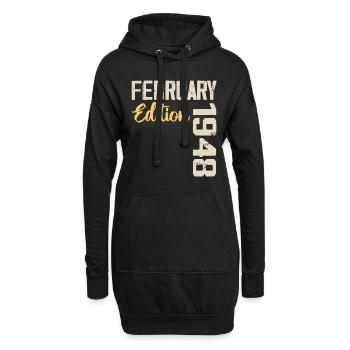 Février 1948 Anniversaire Février 1948 Rétro - Sweat-shirt à capuche long Femme - noir - Devant