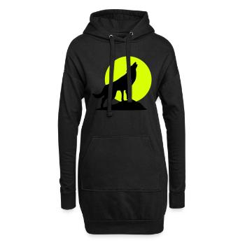 Wolf und Vollmond - Hoodie-Kleid - Schwarz - Vorne