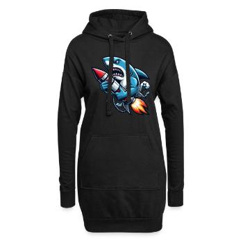 Rocket Shark veut nager plus vite - Sweat-shirt à capuche long Femme - noir - Devant