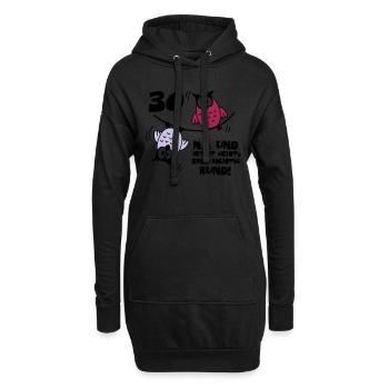 Geburtstag 30, Eulen am Drahtseil, rund - Hoodie-Kleid - Schwarz - Vorne