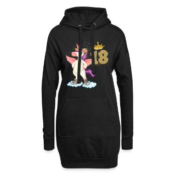Licorne anniversaire 18 ans Cadeau Princesse - Sweat-shirt à capuche long Femme - noir - Devant