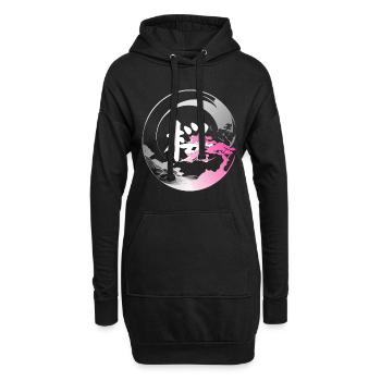 Japan moderne enso-Rose - Hoodie-Kleid - Schwarz - Vorne