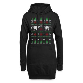 Dinosaurier Dino TRex Tyrannosaurus Weihnachten - Hoodie-Kleid - Schwarz - Vorne