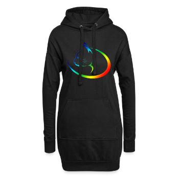 Katze - Hoodie-Kleid - Schwarz - Vorne