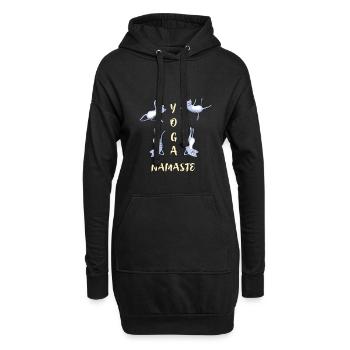 yoga katze niedlich namaste meditation lotus LOL h - Hoodie-Kleid - Schwarz - Vorne