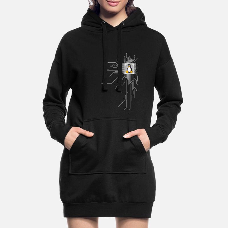 platine Pinguin Core Herz Computer pc Nerd program Hoodie-Kleid