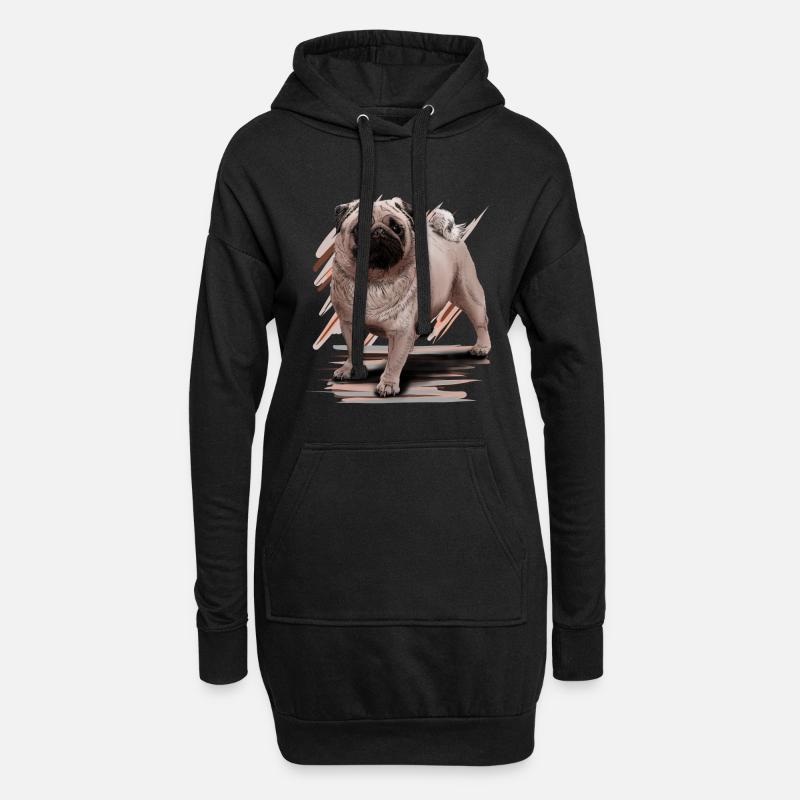 Mops - Hoodie-Kleid - Schwarz