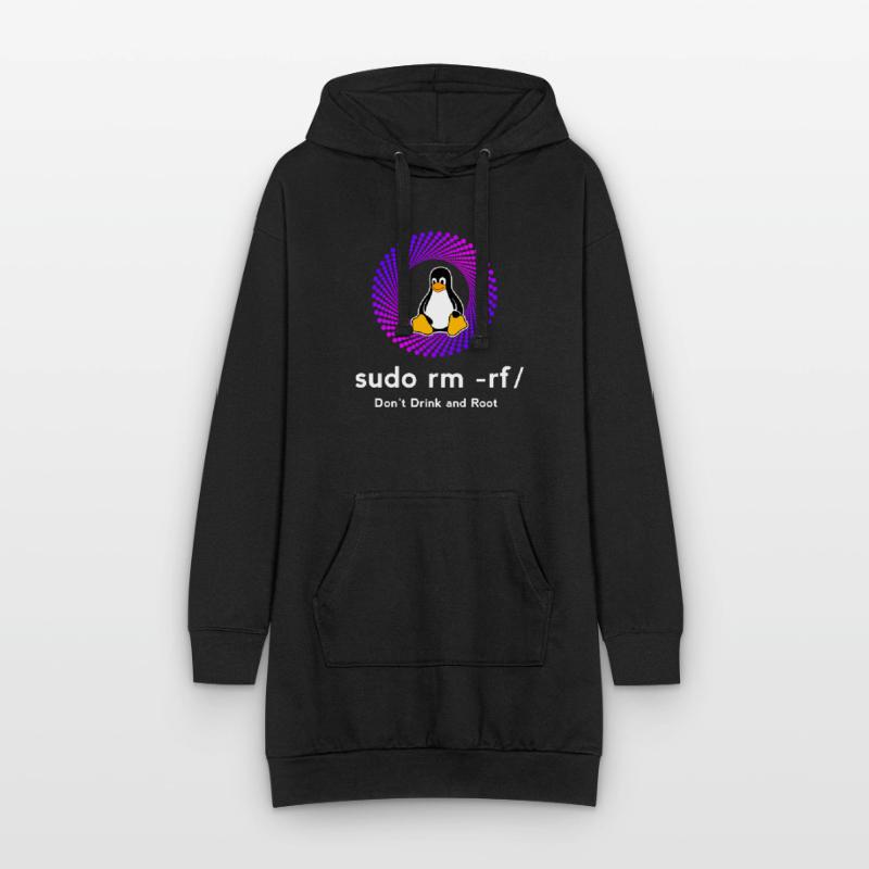 Ordinateur Sys admin Penguin Nerd pc sudo rm -rf cod Sweat-shirt à capuche long Femme