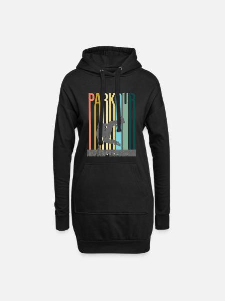 Parkour Retro - Hoodie-Kleid - Schwarz