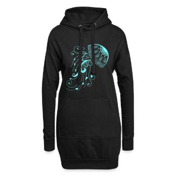 Qualle Meerestier Neon fisch Strand - Hoodie-Kleid - Schwarz - Vorne