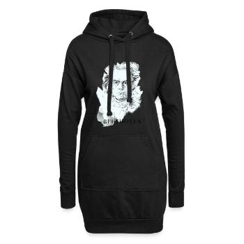 musicien classique Beethoven sourd éventail de concert piano - Sweat-shirt à capuche long Femme - noir - Devant