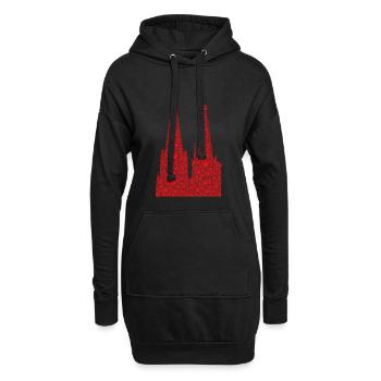 Cathédrale de Cologne Coeurs Kölle Amour Coeur Carnaval Cologne - Sweat-shirt à capuche long Femme - noir - Devant
