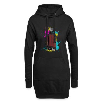 Graffiti Spraydose mit Spritzfarben - Hoodie-Kleid - Schwarz - Vorne
