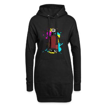 Bunter Schalfspray mit Graffiti-Design - Hoodie-Kleid - Schwarz - Vorne