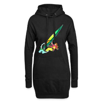 Windsurfing - Surfen - Surferin - Hoodie-Kleid - Schwarz - Vorne