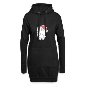 Weihnachtsbär mit Santa-Hut - Hoodie-Kleid - Schwarz - Vorne