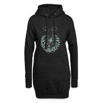 Elegantes Herz mit Klavier und Schlüssel auf Hintergrund - Hoodie-Kleid - Schwarz - Vorne