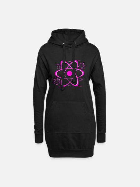 Pinkes Atomsymbol Print - Hoodie-Kleid - Schwarz