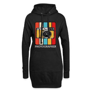 Retro Kamera Pop Art Block - Hoodie-Kleid - Schwarz - Vorne