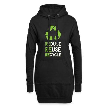 Umweltschutz Recycling - Hoodie-Kleid - Schwarz - Vorne