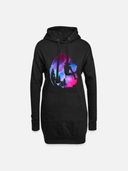 Female Climber Zipline Watercolor Adventure - Hoodie Dress - black