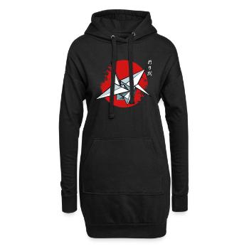 Grue origami sur cercle rouge - Sweat-shirt à capuche long Femme - noir - Devant
