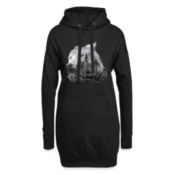 Wolf, Wolfskopf und der Harz - Hoodie-Kleid - Schwarz - Vorne