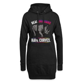 Real Unicorns Have Curves - Hoodie-Kleid - Schwarz - Vorne