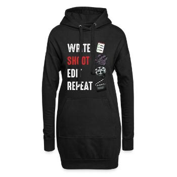 Schreiben Drehen Schneiden Wiederholen - Hoodie-Kleid - Schwarz - Vorne
