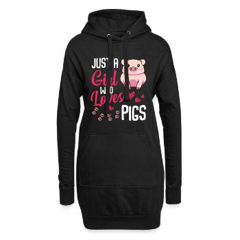 Just a Girl Who Loves Pigs - Hoodie-Kleid - Schwarz - Vorne