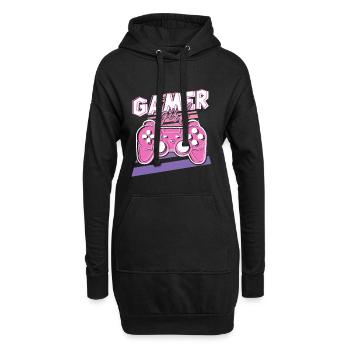 Gamer Girl Pink Retro-Controller - Hoodie-Kleid - Schwarz - Vorne