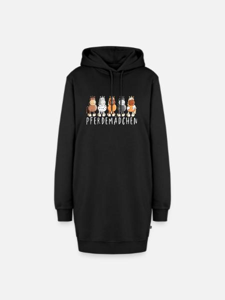 Pferdemädchen I Pferde Comic - Hoodie-Kleid - Schwarz