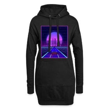 Synthwave Aesthetic Vaporwave Retro 80er 90er Auto - Hoodie-Kleid - Schwarz - Vorne
