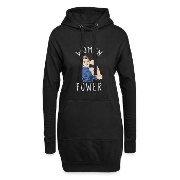 Frauenpower im Rosie Riveter Stil - Hoodie-Kleid - Schwarz - Vorne