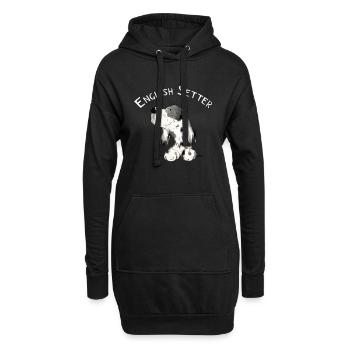 Cadeau de bande dessinée de chien heureux Setter anglais I - Sweat-shirt à capuche long Femme - noir - Devant