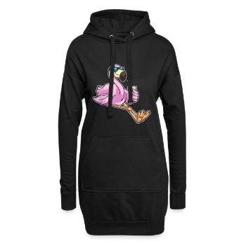 Lunettes de soleil flamant rose - Sweat-shirt à capuche long Femme - noir - Devant