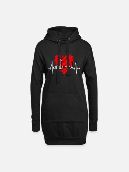 Berlin Skyline Heartbeat Herz Liebe Love Berliner - Hoodie Dress - black