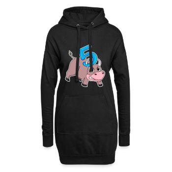 Taureau taureau d'anniversaire pour enfants de 5 ans - Sweat-shirt à capuche long Femme - noir - Devant