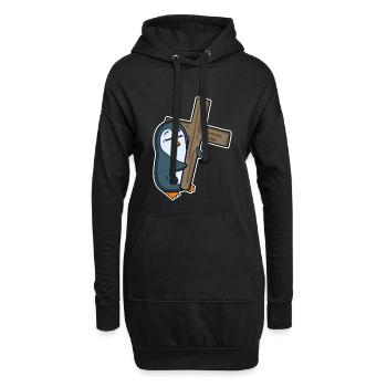 Pingouin et religion croisée - Sweat-shirt à capuche long Femme - noir - Devant