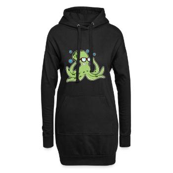 Krake Brille - Hoodie-Kleid - Schwarz - Vorne