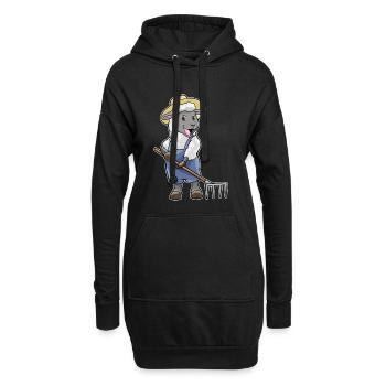 Schaf Landwirt Harke Bauernhof - Hoodie-Kleid - Schwarz - Vorne