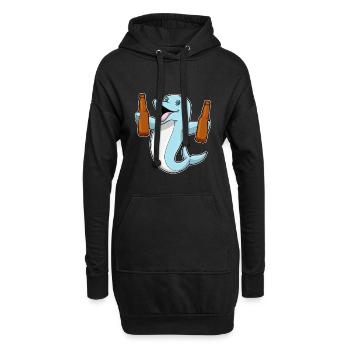 Delfin Flasche Bier - Hoodie-Kleid - Schwarz - Vorne