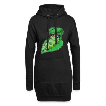 Chenille avec feuille comme parasol - Sweat-shirt à capuche long Femme - noir - Devant
